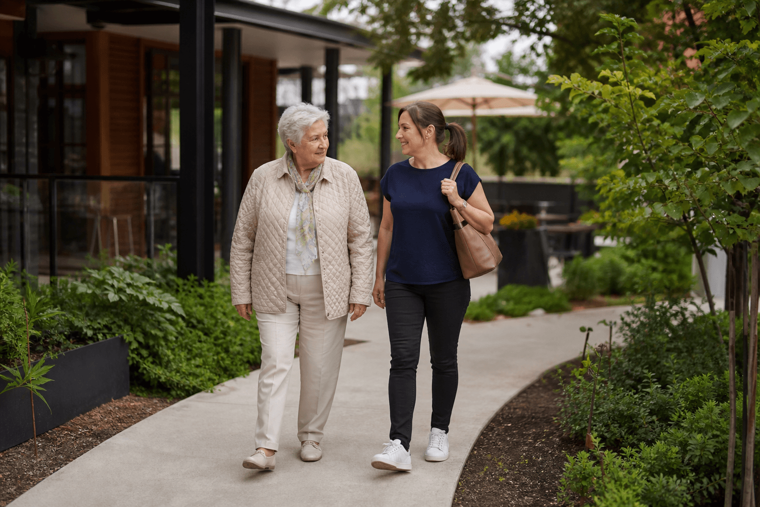 An older woman enjoying a supported community outing